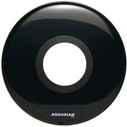 Aquarian PTCC24BK Center Ported Bass 24-inch Bass Drum Head, Gloss Black